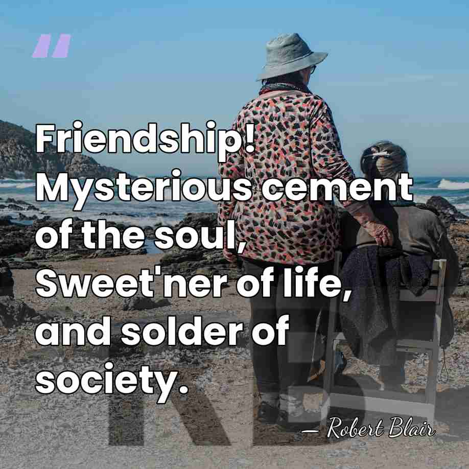 Friendship! Mysterious cement of the soul, Sweet'ner of life, and solder of&hellip; - Robert Blair