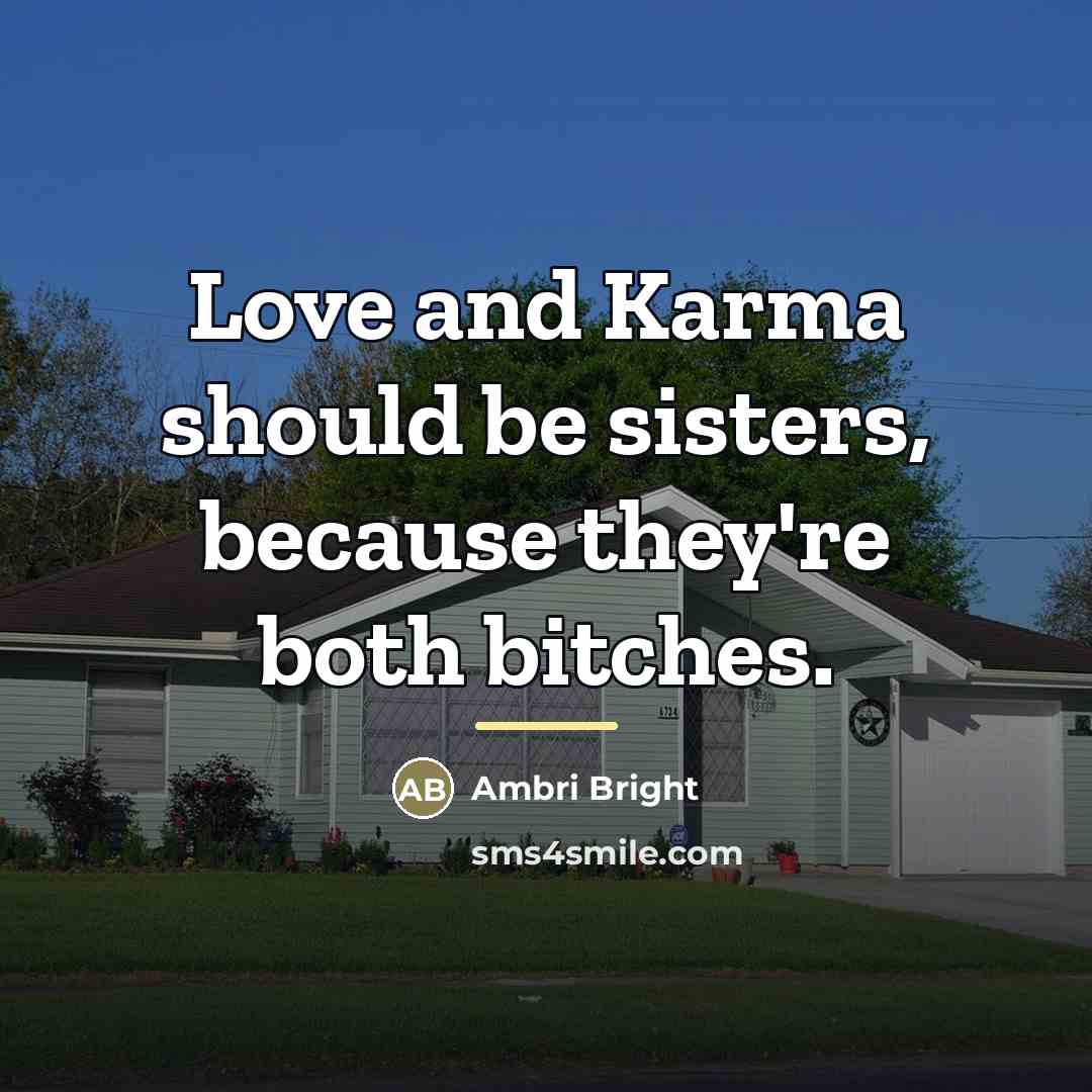 “Love and Karma should be sisters, because they're both bitches.…” quote by Ambri Bright