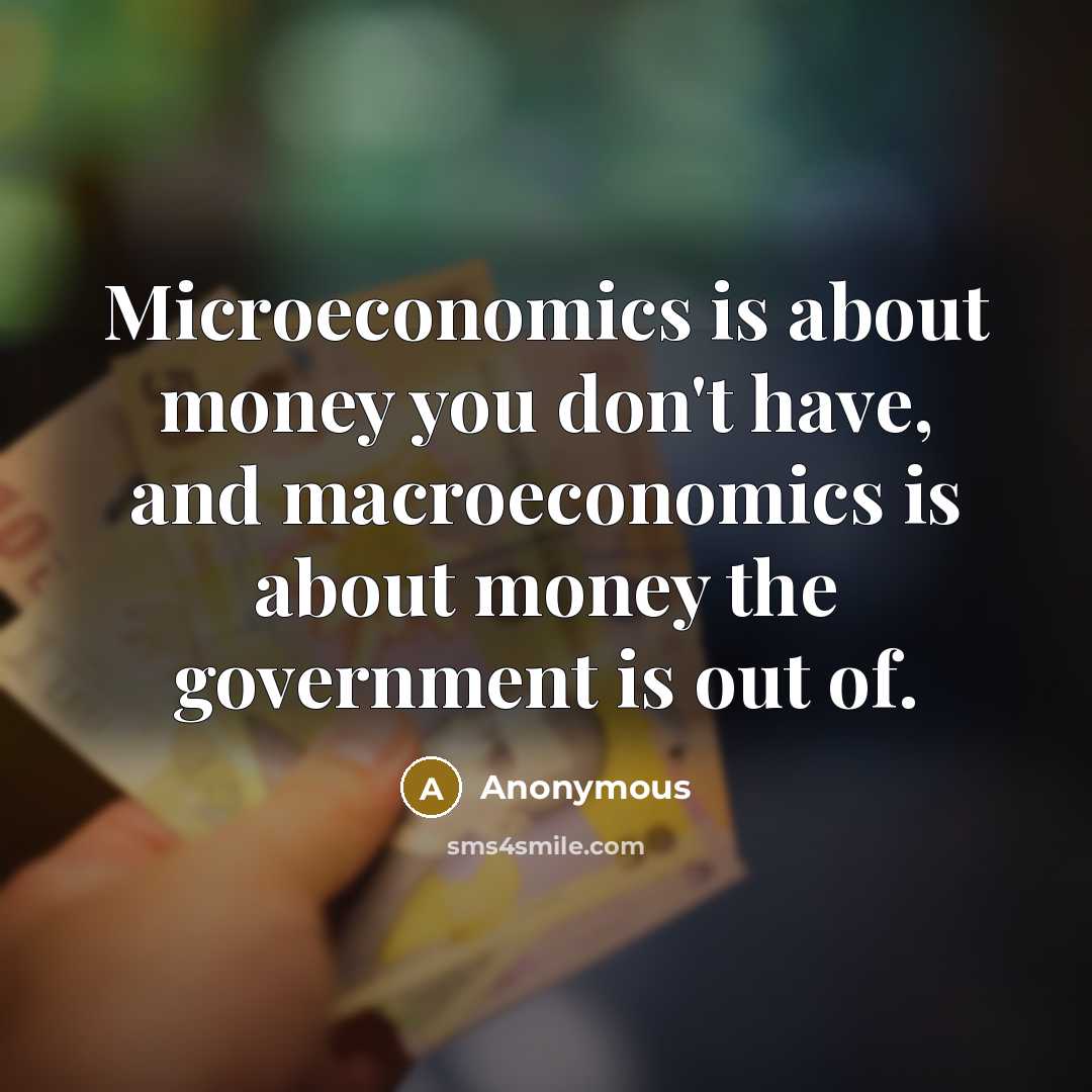 “Microeconomics is about money you don't have, and macroeconomics is…” quote by Anonymous
