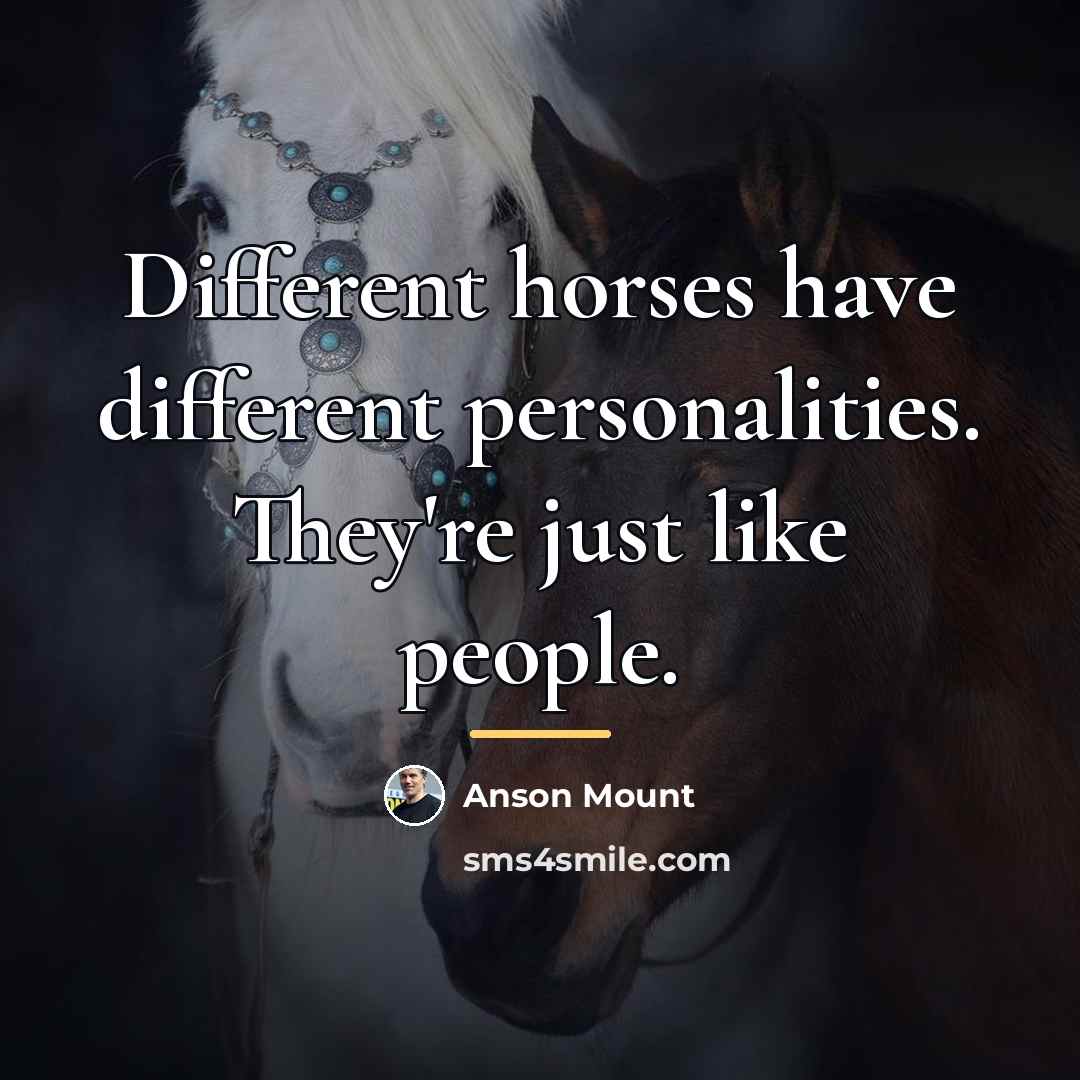 “Different horses have different personalities. They're just like people.…” quote by Anson Mount