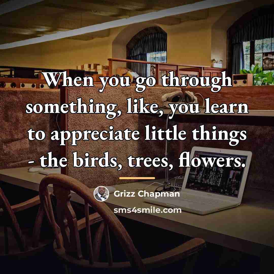 “When you go through something, like, you learn to appreciate…” quote by Grizz Chapman