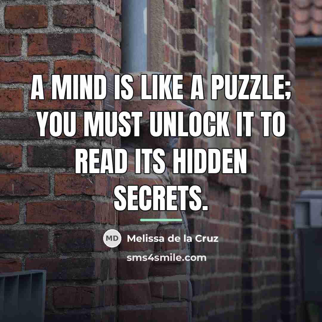 “A mind is like a puzzle; you must unlock it…” quote by Melissa de la Cruz