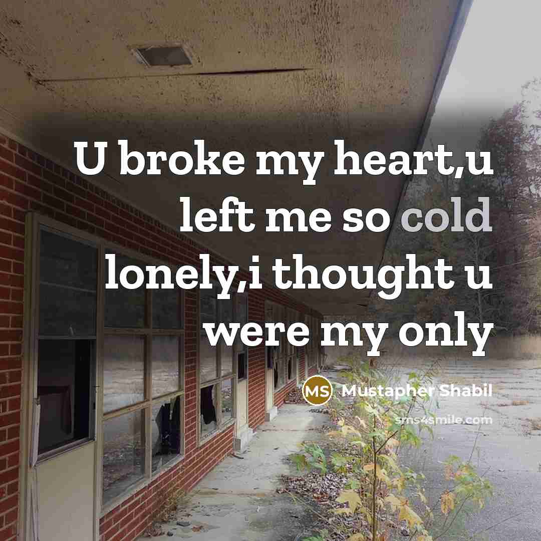 “U broke my heart,u left me so cold lonely,i thought…” quote by Mustapher Shabil