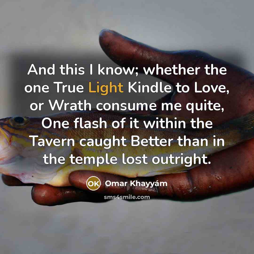 “And this I know; whether the one True Light Kindle…” quote by Omar Khayyam
