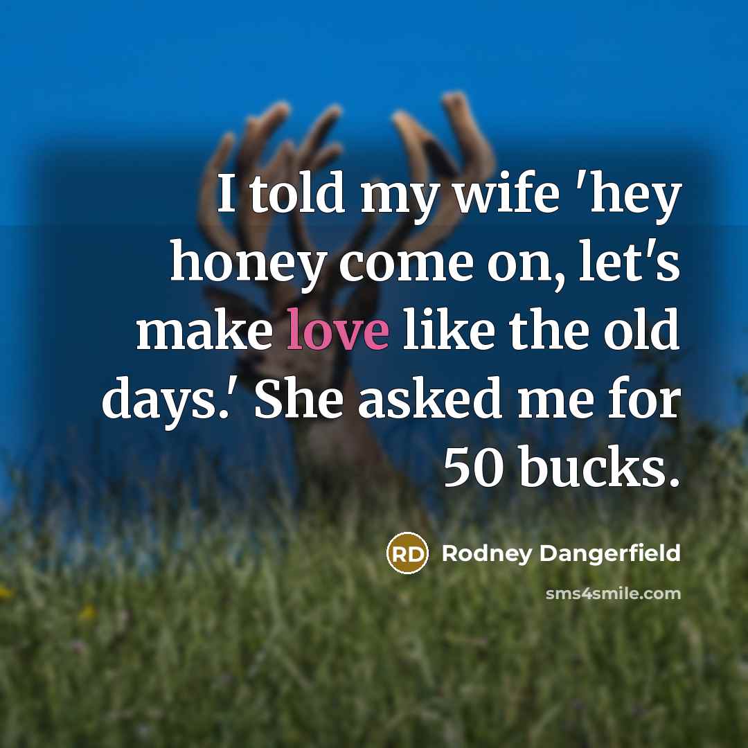 “I told my wife 'hey honey come on, let's make…” quote by Rodney Dangerfield