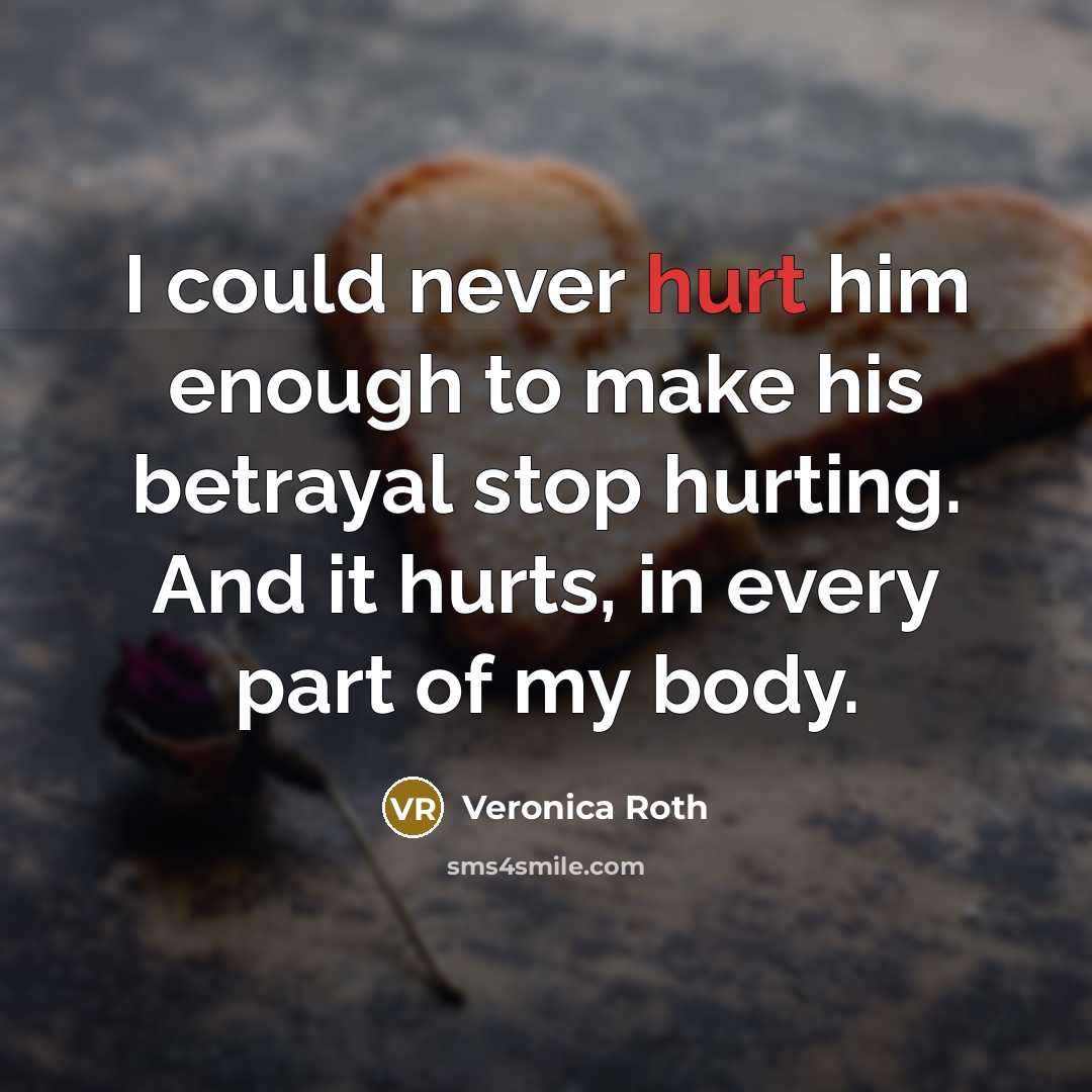 “I could never hurt him enough to make his betrayal…” quote by Veronica Roth
