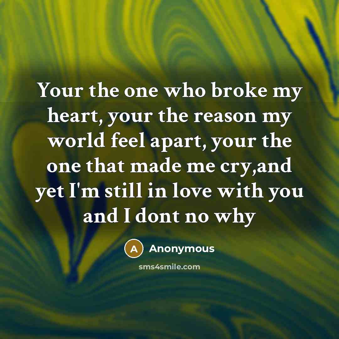 “Your the one who broke my heart, your the reason…” quote by Anonymous