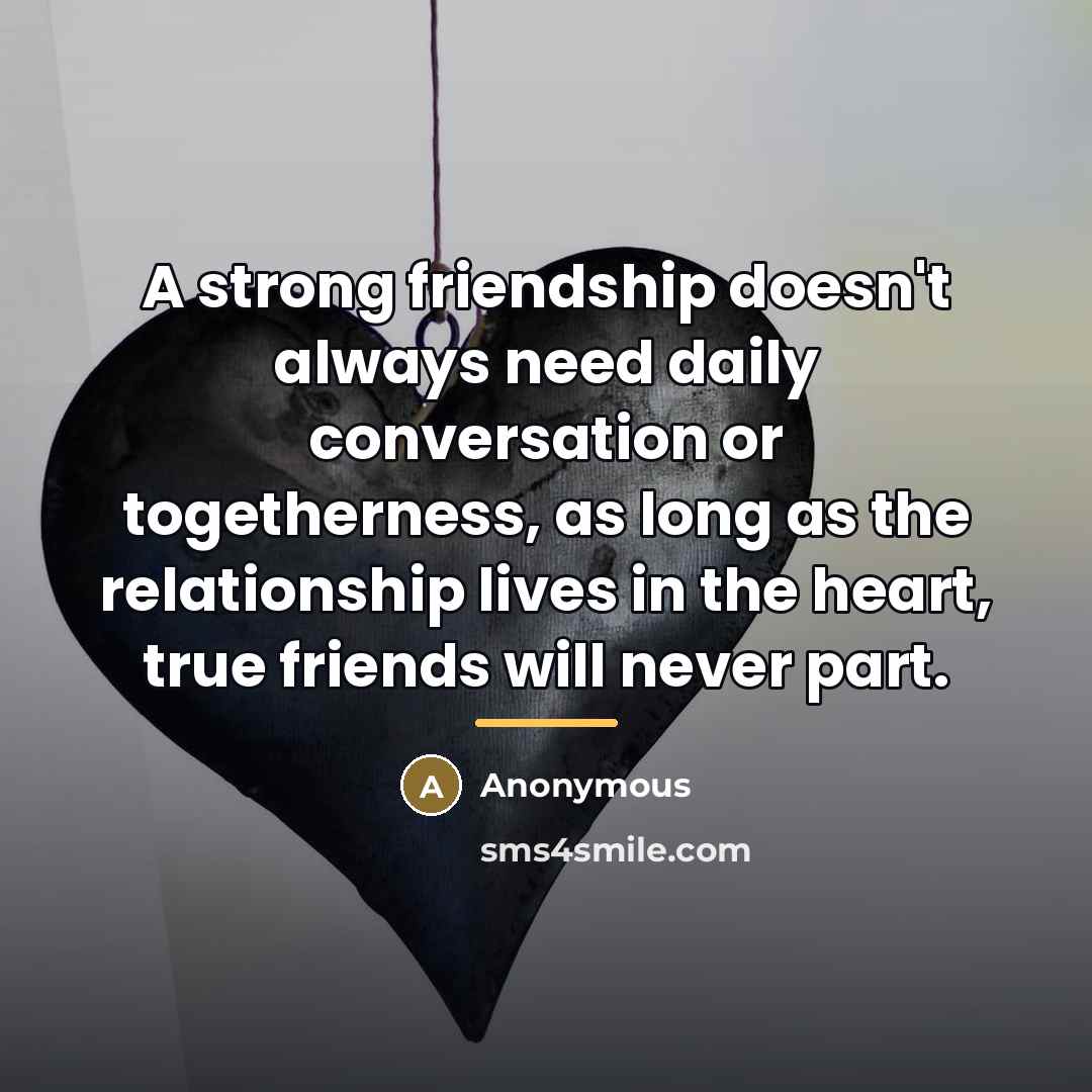 “A strong friendship doesn't always need daily conversation or togetherness,…” quote by Anonymous