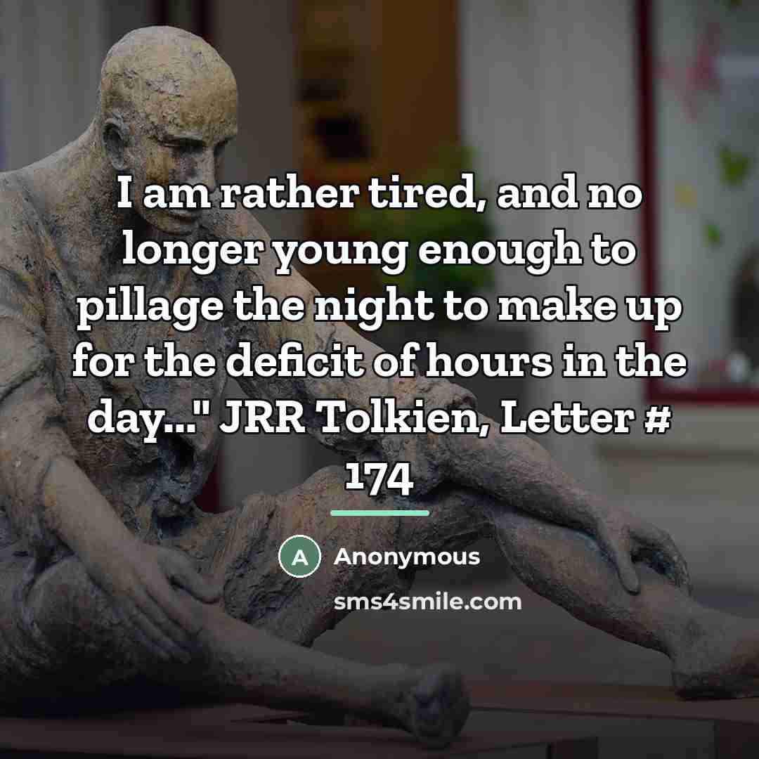 “I am rather tired, and no longer young enough to…” quote by Anonymous