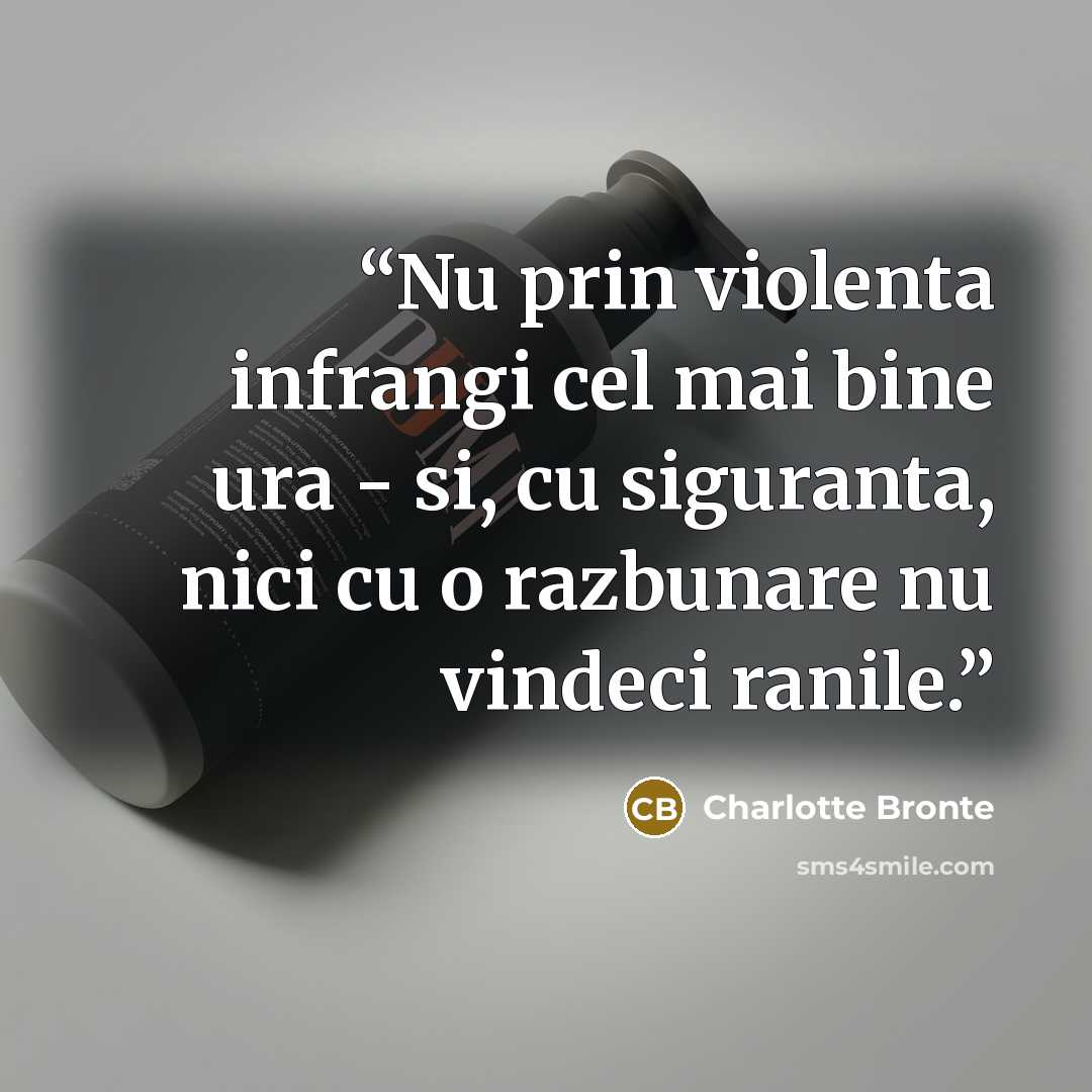 “Nu prin violenta infrangi cel mai bine ura - si, cu siguranta, nici cu o razbunare nu vindeci ranile.” quote by Charlotte Brontë