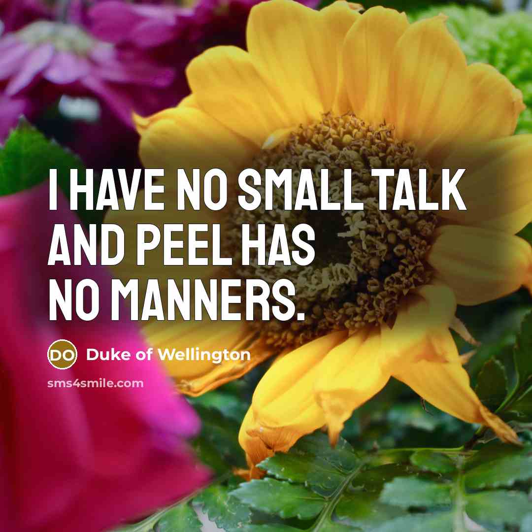 “I have no small talk and Peel has no manners.…” quote by Duke of Wellington