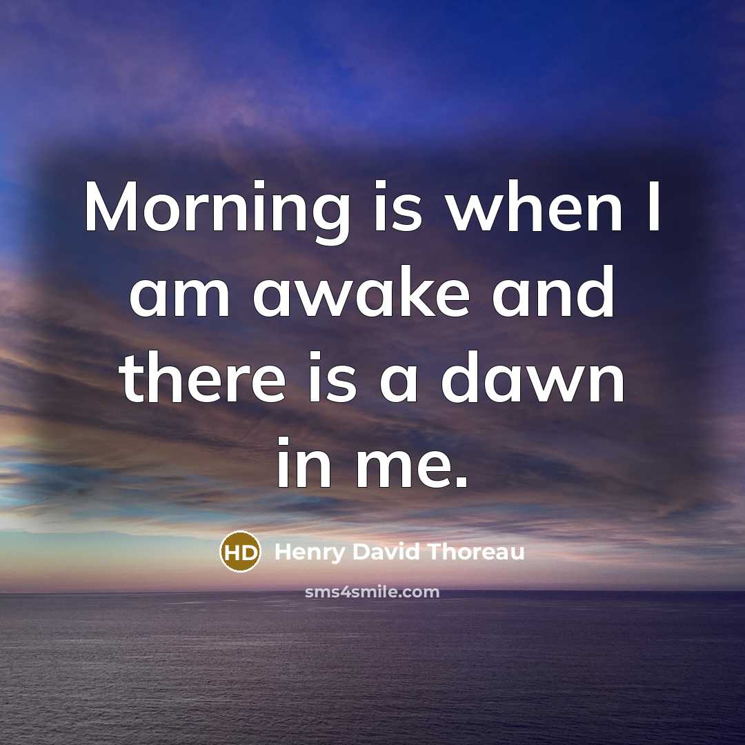 “Morning is when I am awake and there is a…” quote by Henry David Thoreau
