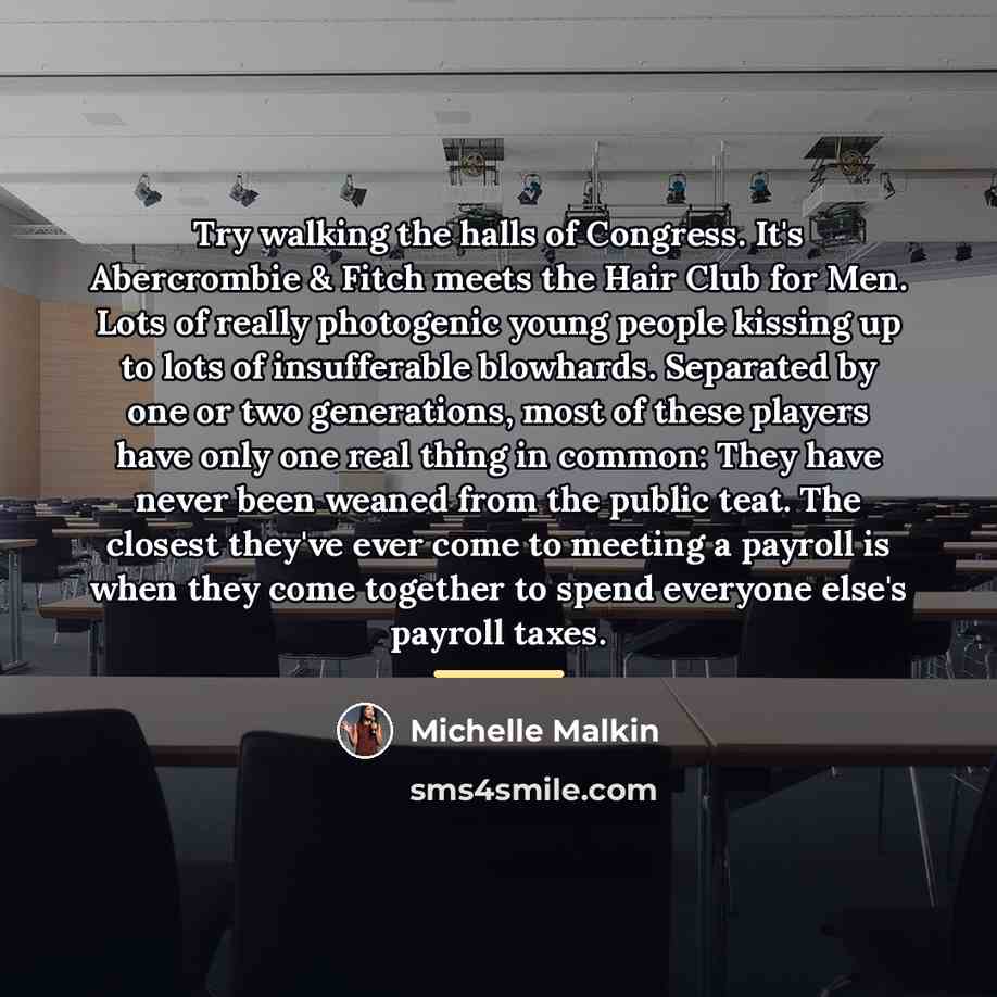“Try walking the halls of Congress. It's Abercrombie & Fitch…” quote by Michelle Malkin