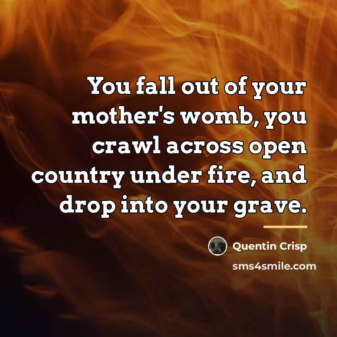 “You fall out of your mother's womb, you crawl across…” quote by Quentin Crisp