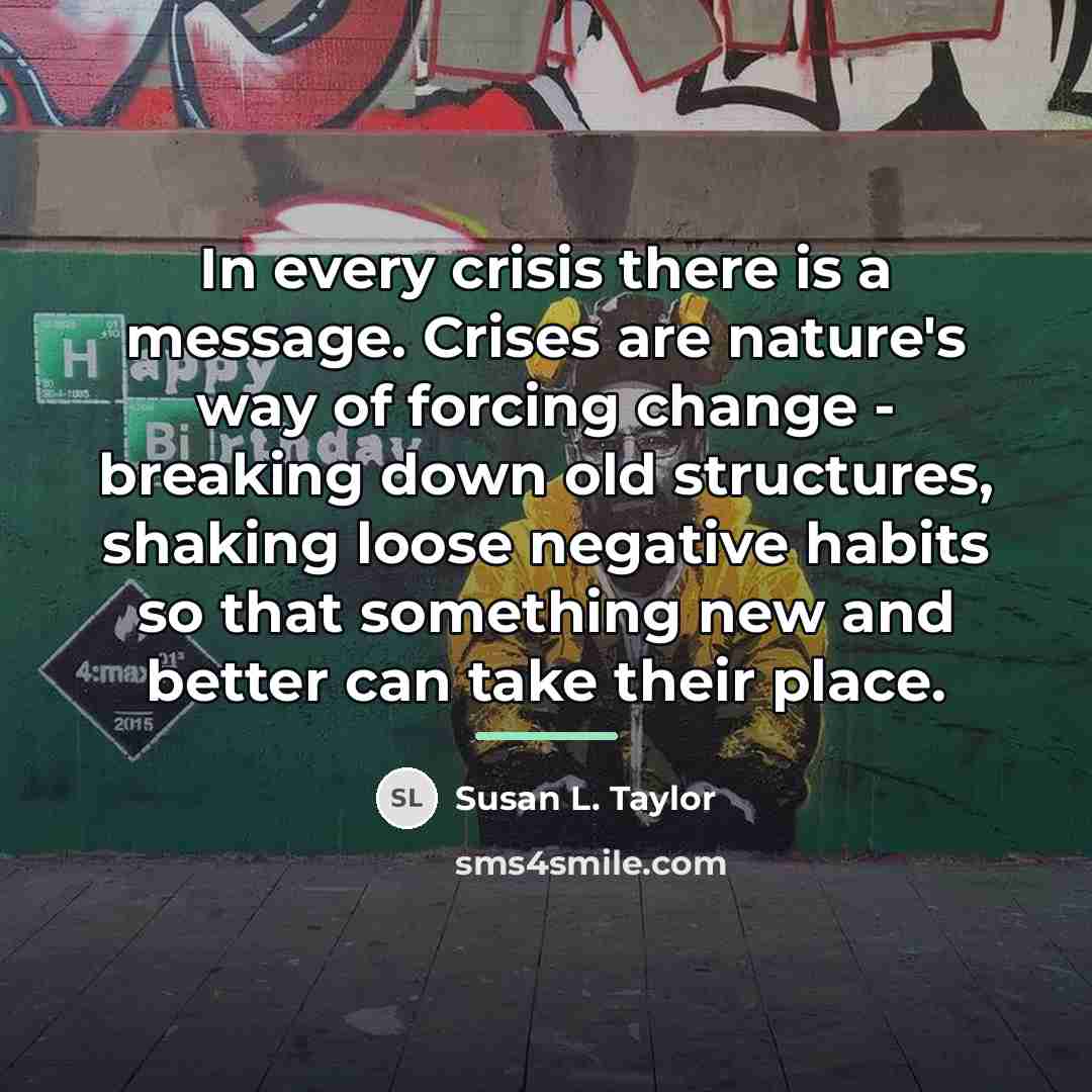 “In every crisis there is a message. Crises are nature's…” quote by Susan L. Taylor