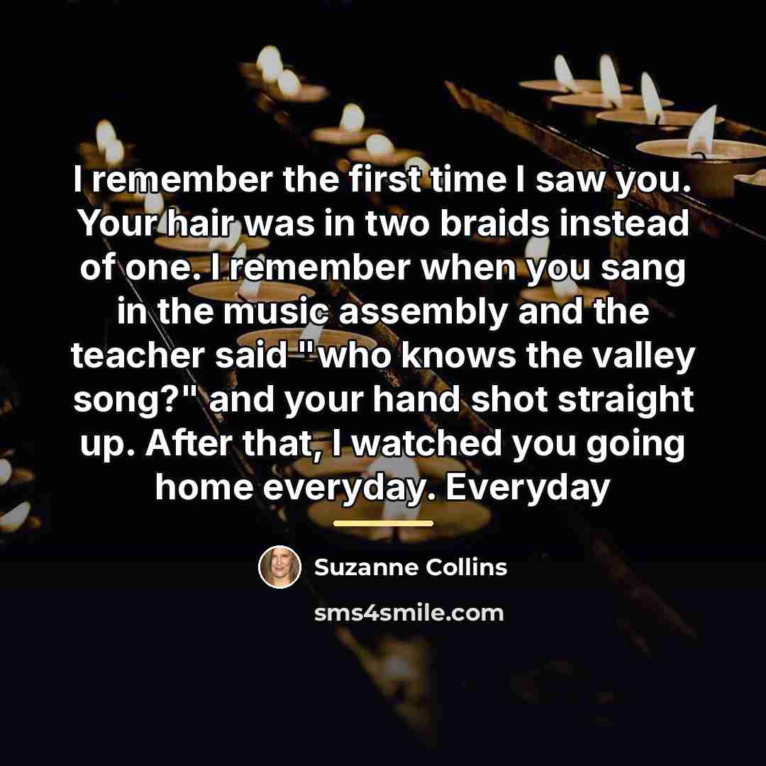 “I remember the first time I saw you. Your hair…” quote by Suzanne Collins