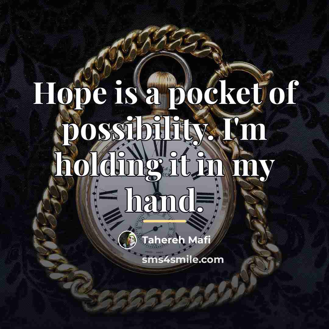 “Hope is a pocket of possibility. I'm holding it in…” quote by Tahereh Mafi