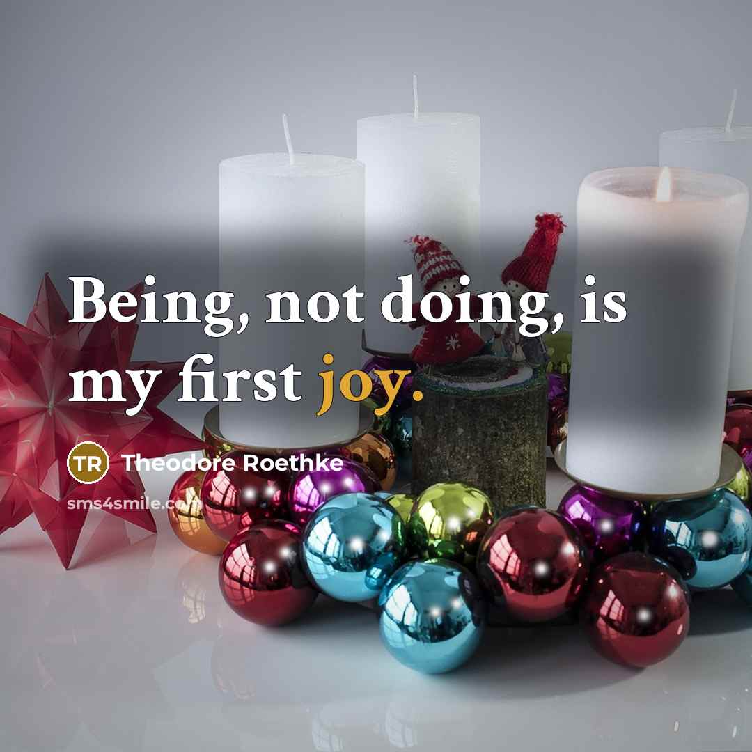 “Being, not doing, is my first joy.” quote by Theodore Roethke