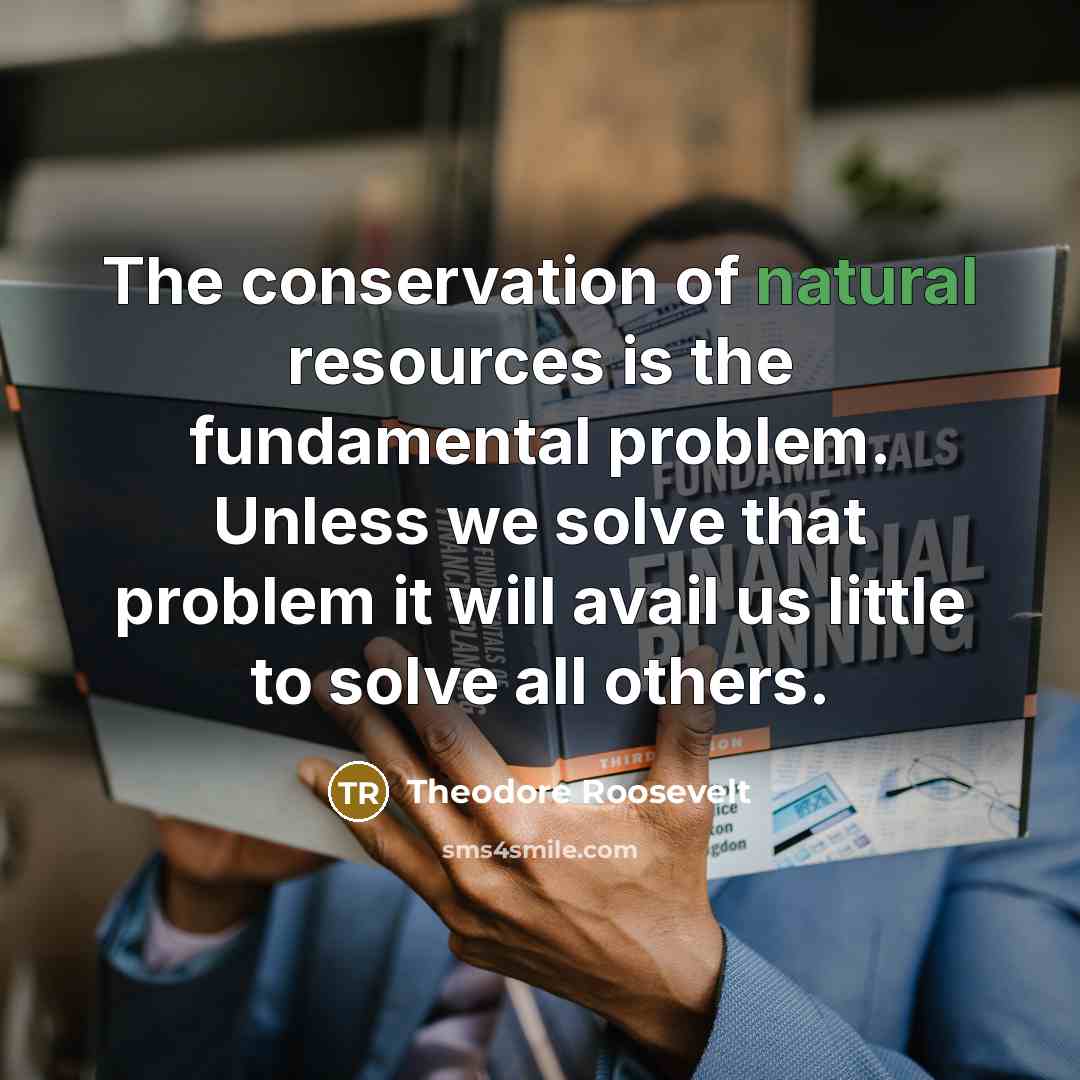 “The conservation of natural resources is the fundamental problem. Unless we solve that problem it will avail us little to solve all others.” quote by Theodore Roosevelt