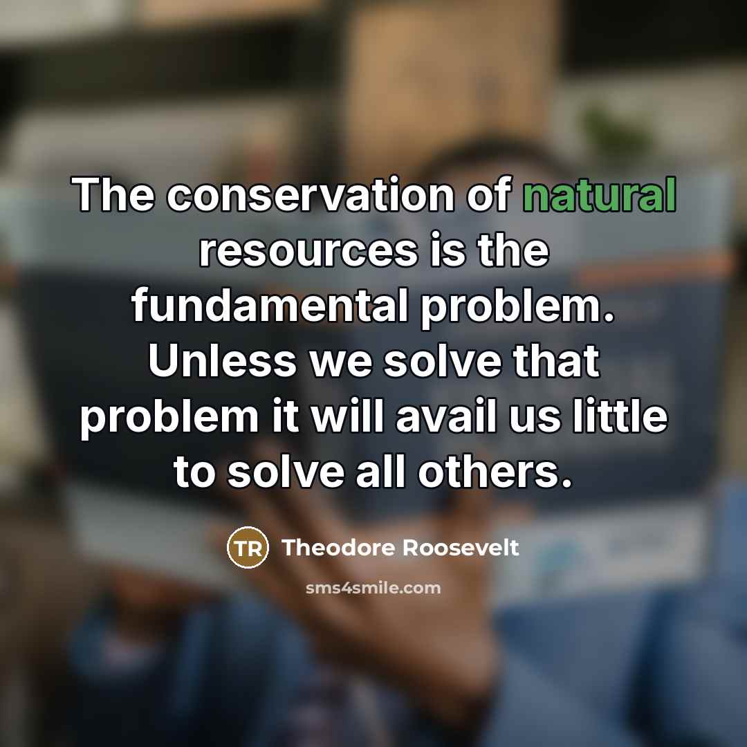 “The conservation of natural resources is the fundamental problem. Unless…” quote by Theodore Roosevelt