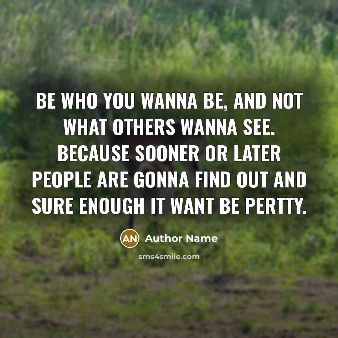 “Be who you wanna be, and not what others wanna see. Because sooner or later people are gonna find out and sure enough it want be pertty.” quote by Author Name