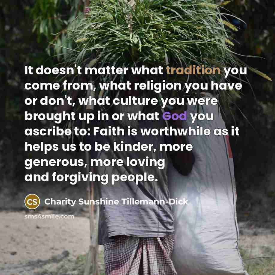 “It doesn't matter what tradition you come from, what religion…” quote by Charity Sunshine Tillemann-Dick