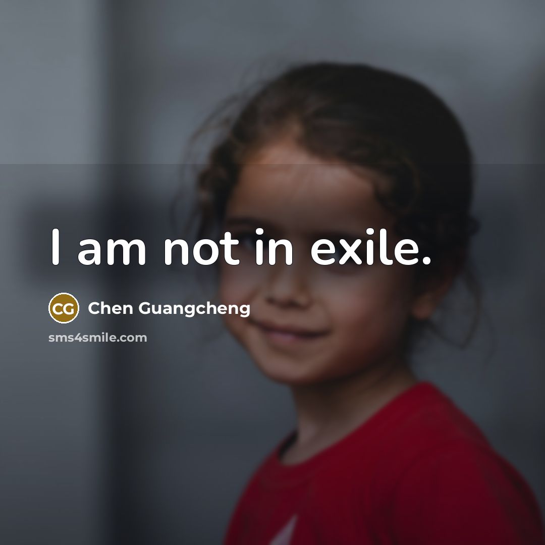 “I am not in exile.…” quote by Chen Guangcheng