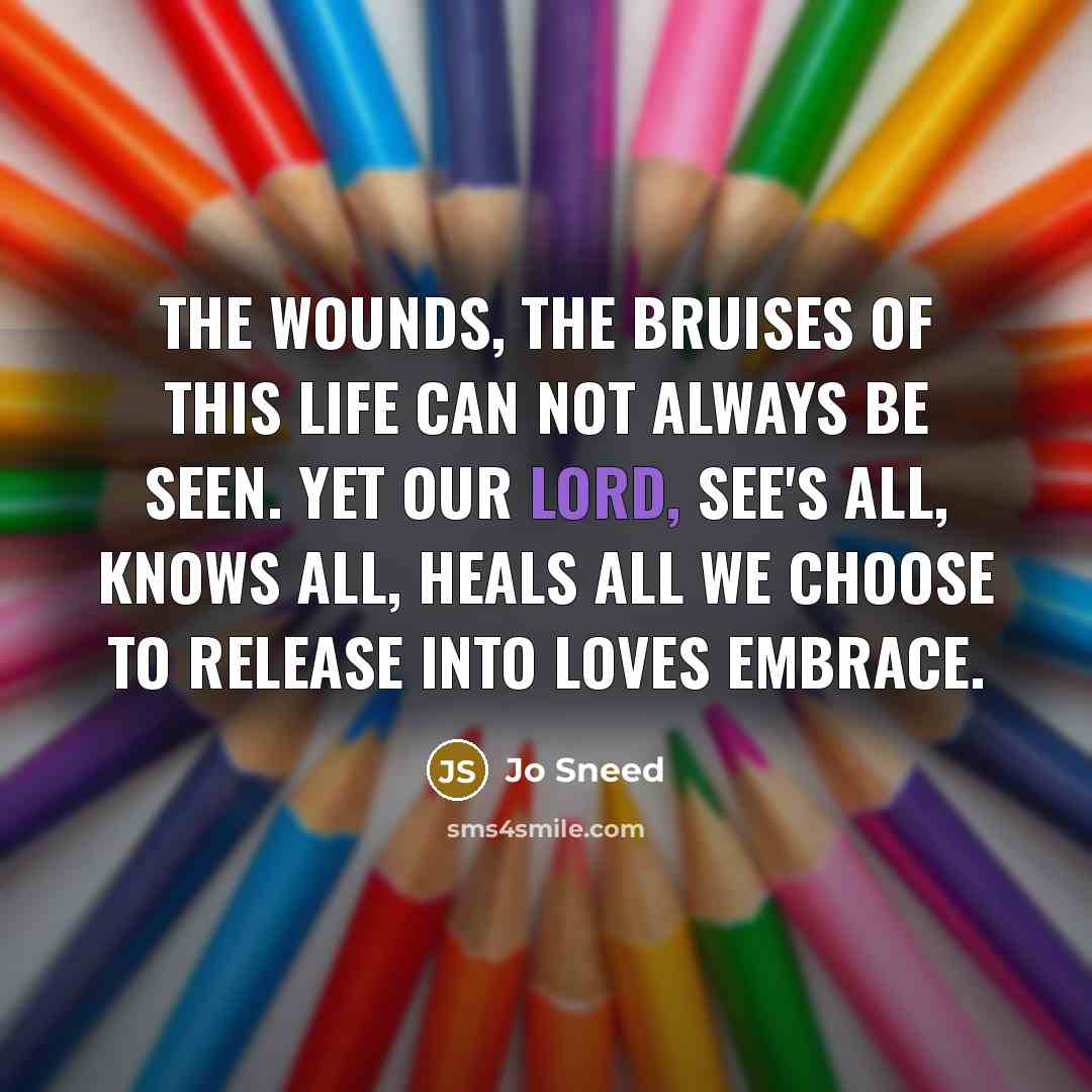 “The wounds, The bruises of this life can not always…” quote by Jo Sneed
