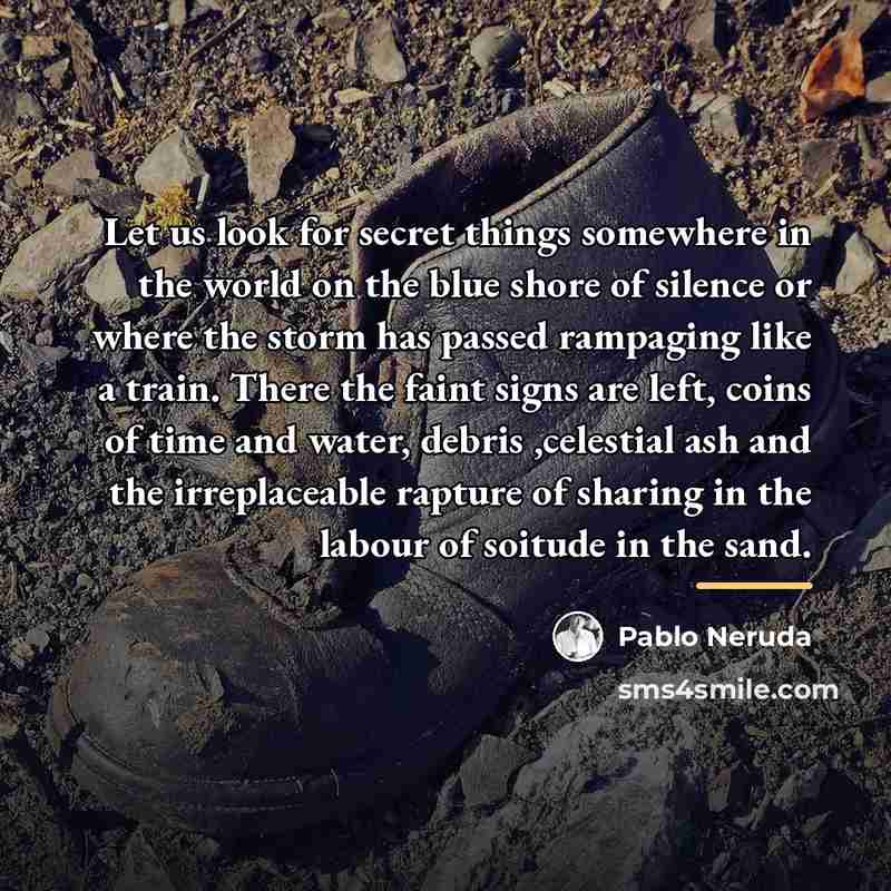 “Let us look for secret things somewhere in the world…” quote by Pablo Neruda