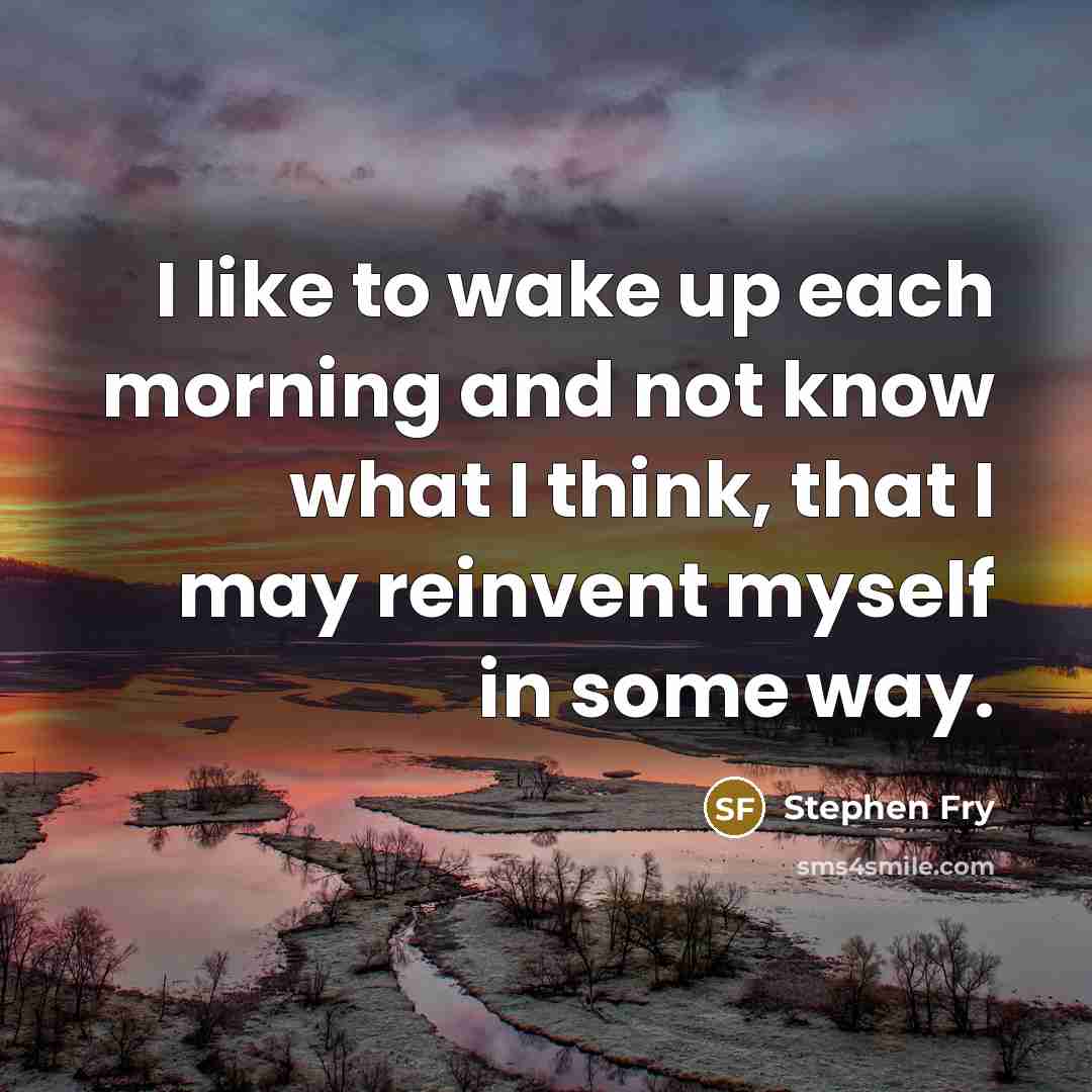 “I like to wake up each morning and not know…” quote by Stephen Fry