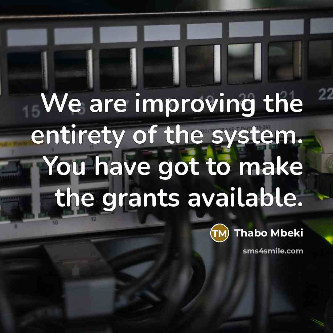 “We are improving the entirety of the system. You have…” quote by Thabo Mbeki