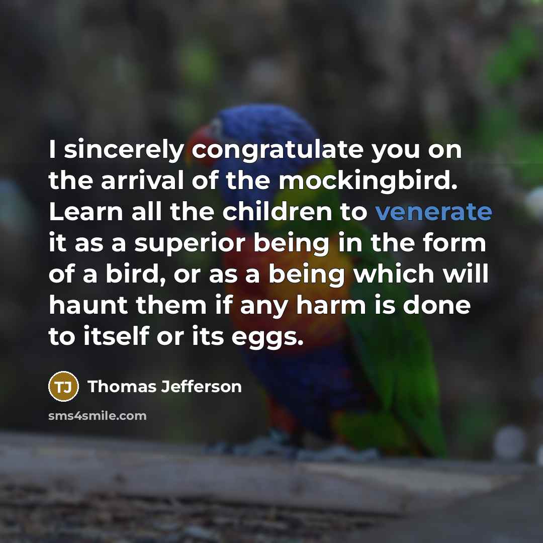 “I sincerely congratulate you on the arrival of the mockingbird.…” quote by Thomas Jefferson