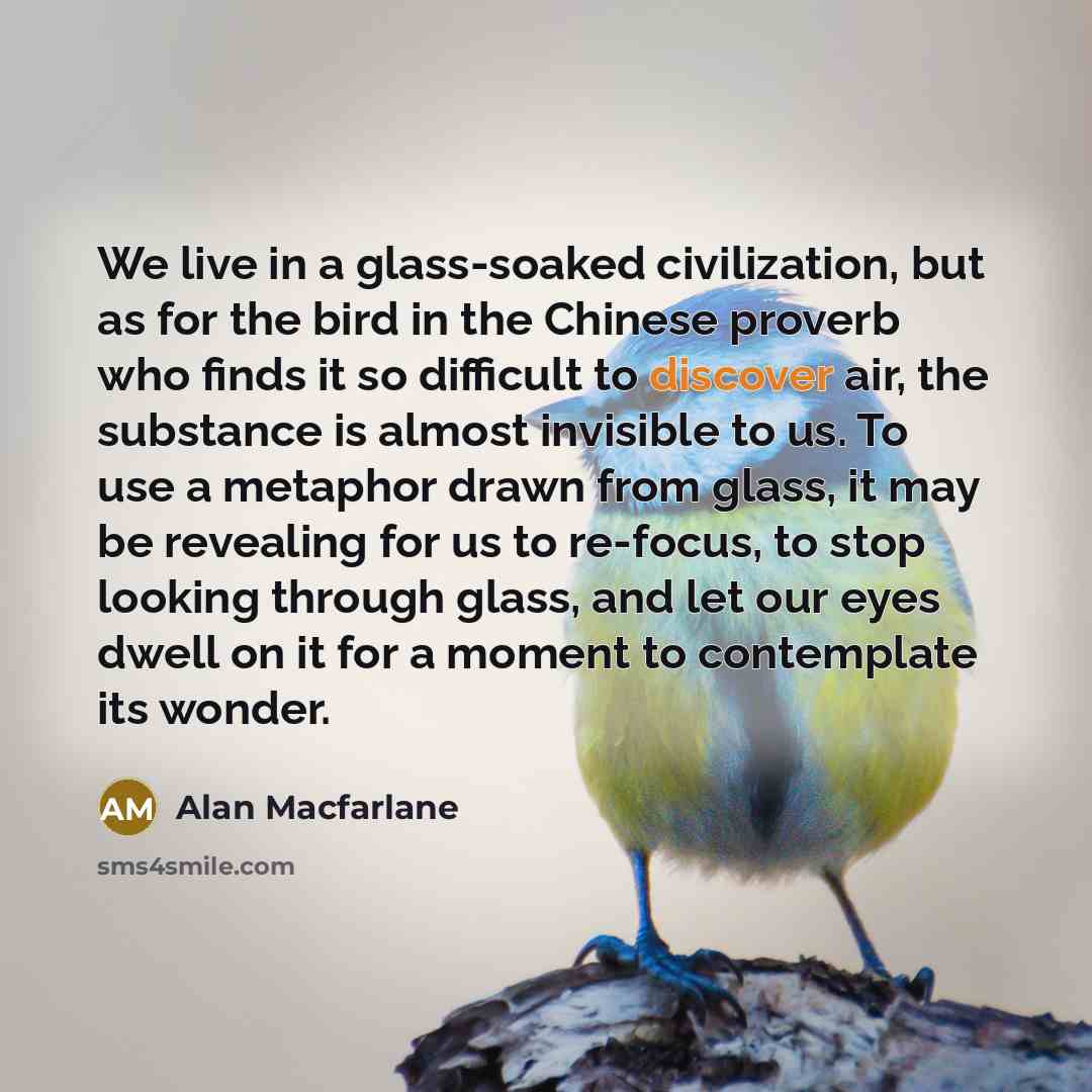 “We live in a glass-soaked civilization, but as for the…” quote by Alan Macfarlane