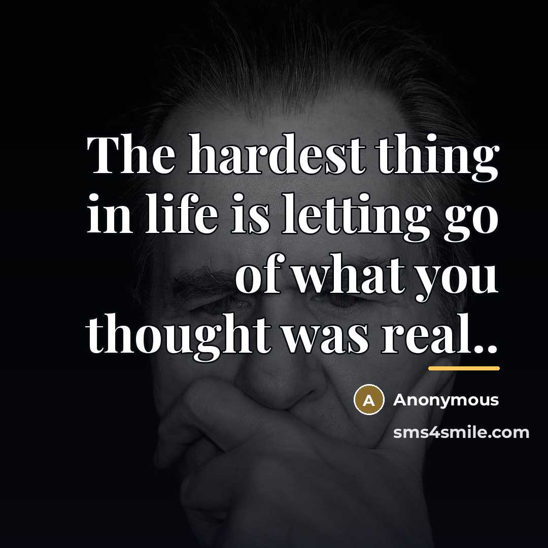 “The hardest thing in life is letting go of what…” quote by Anonymous