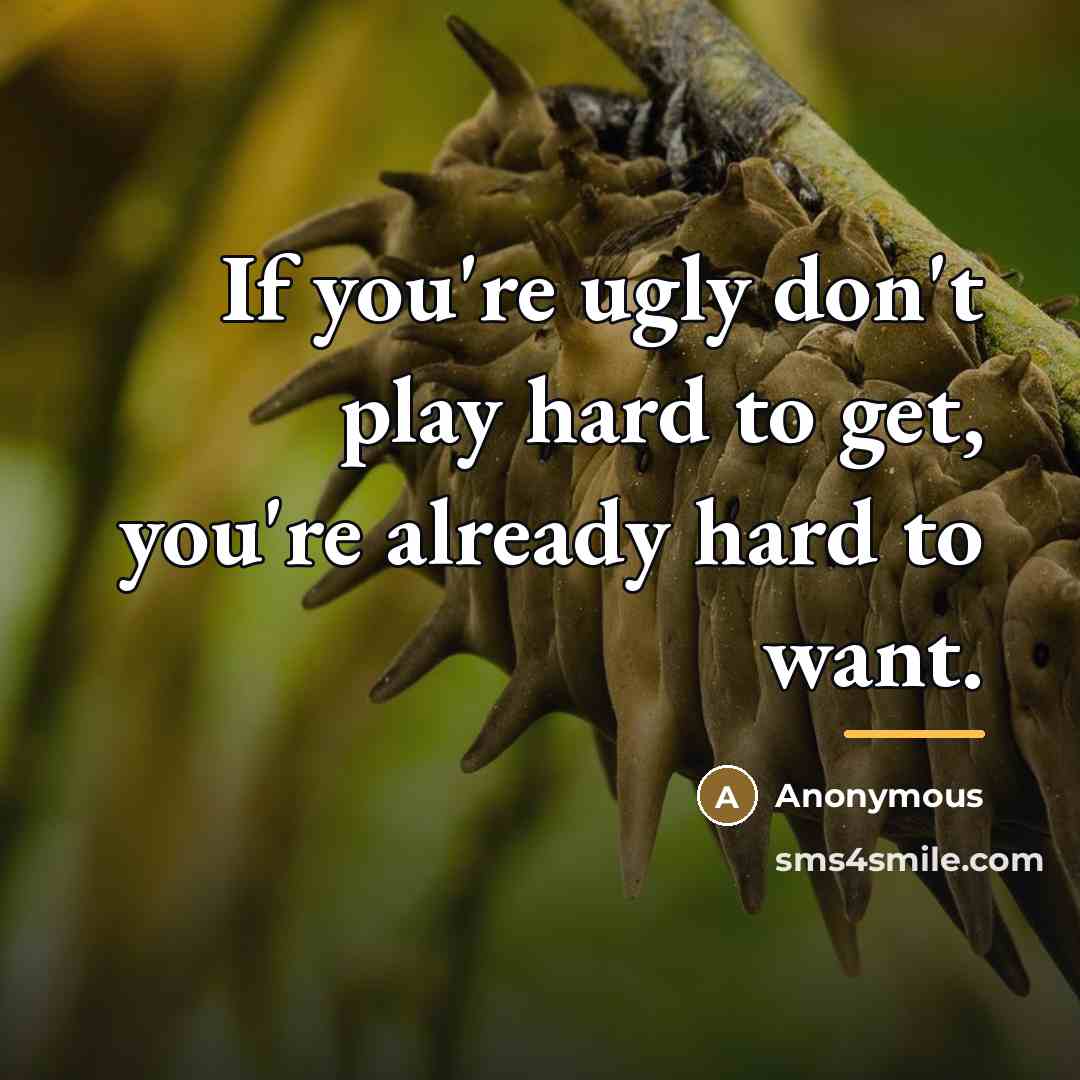 “If you're ugly don't play hard to get, you're already…” quote by Anonymous