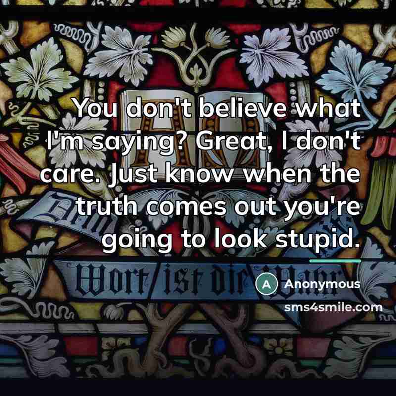 “You don't believe what I'm saying? Great, I don't care.…” quote by Anonymous