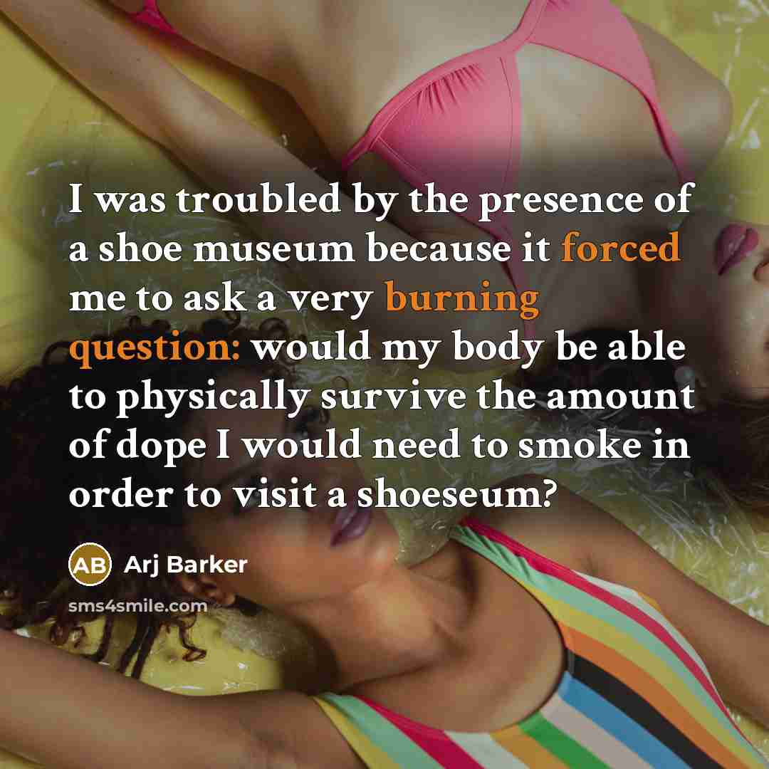 “I was troubled by the presence of a shoe museum…” quote by Arj Barker
