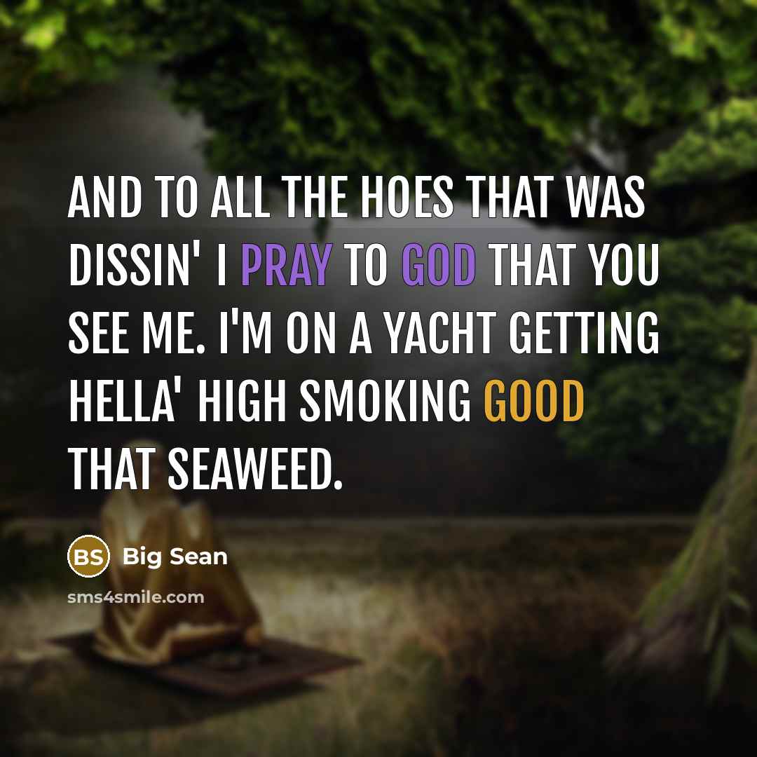 “And to all the hoes that was dissin' I pray…” quote by Big Sean