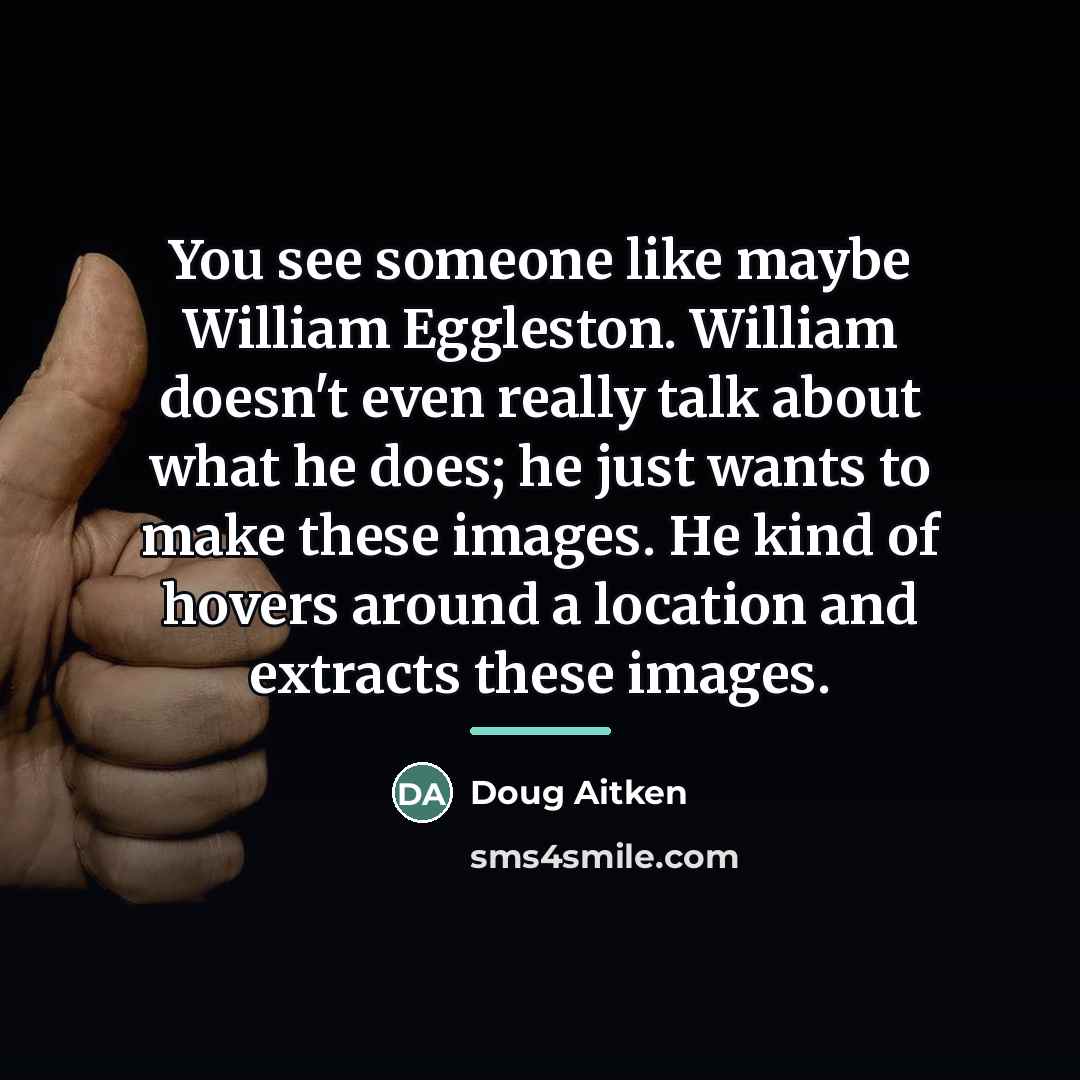 “You see someone like maybe William Eggleston. William doesn't even…” quote by Doug Aitken