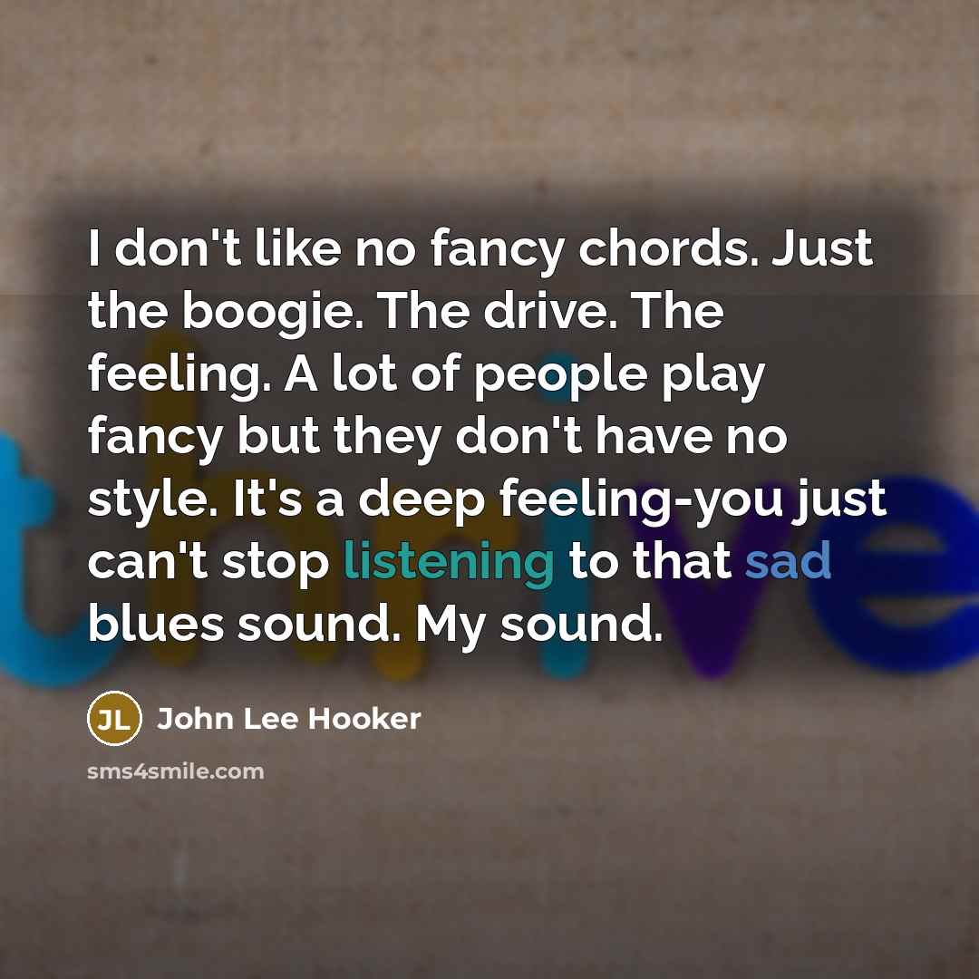 “I don't like no fancy chords. Just the boogie. The…” quote by John Lee Hooker