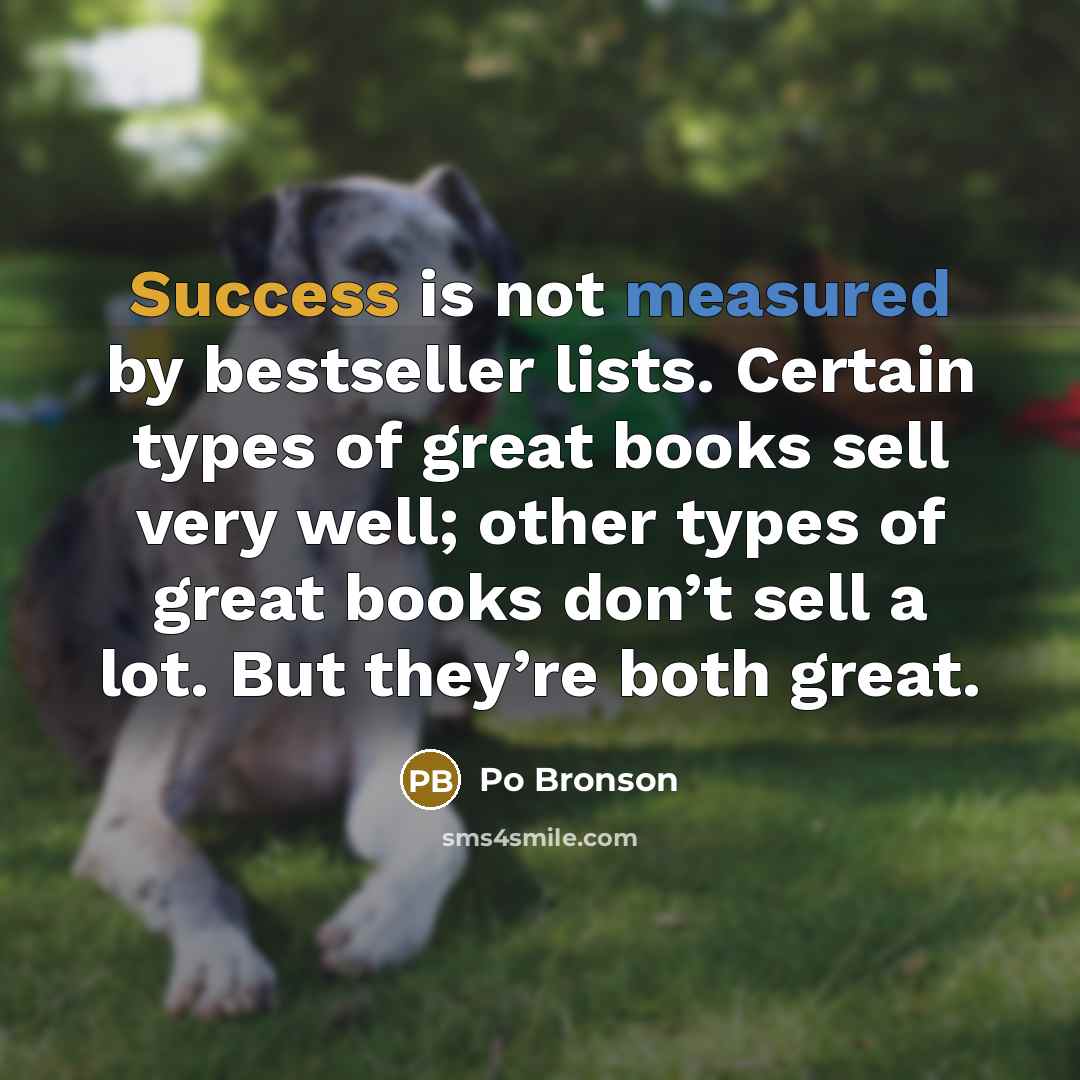 “Success is not measured by bestseller lists. Certain types of…” quote by Po Bronson