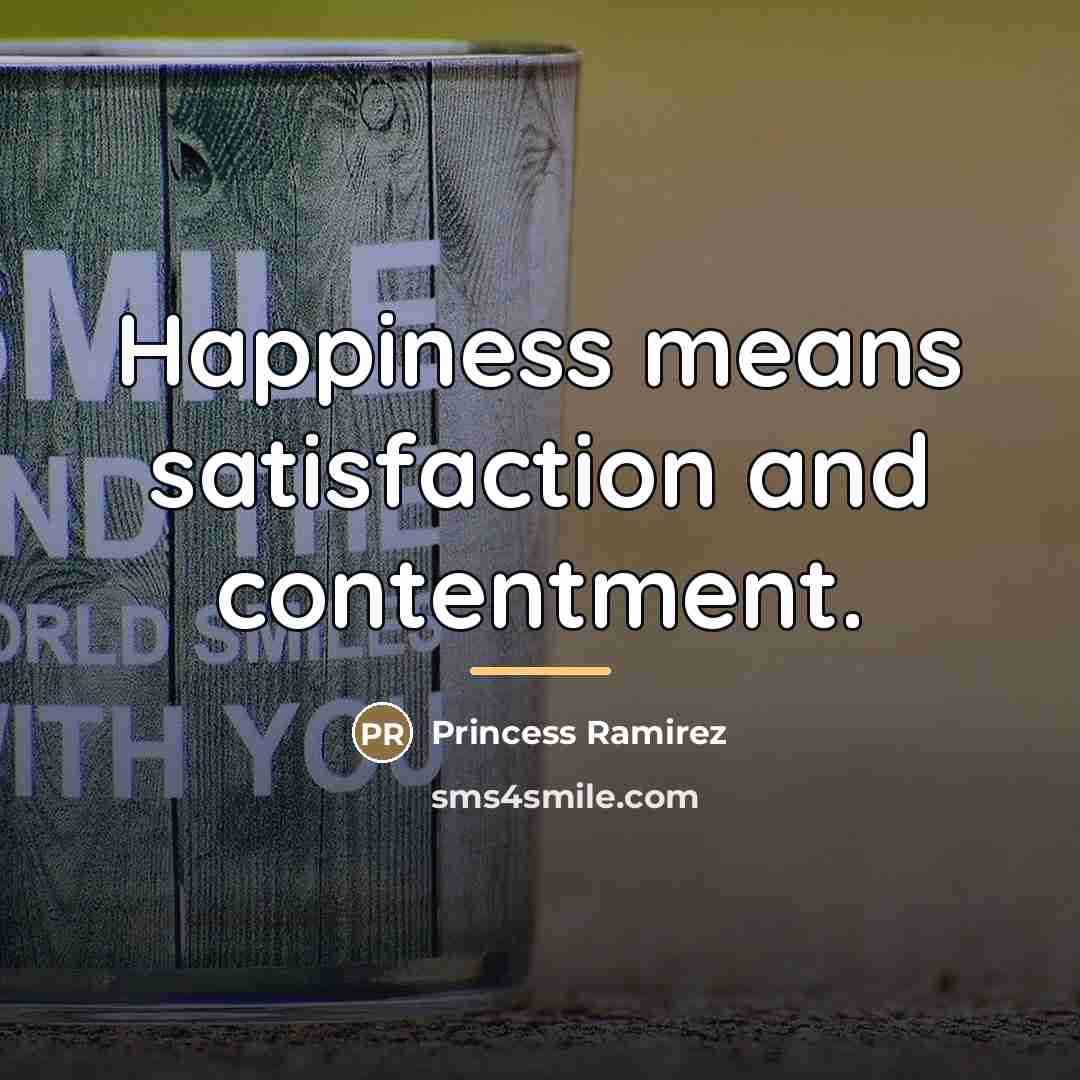 “Happiness means satisfaction and contentment.…” quote by Princess Ramirez