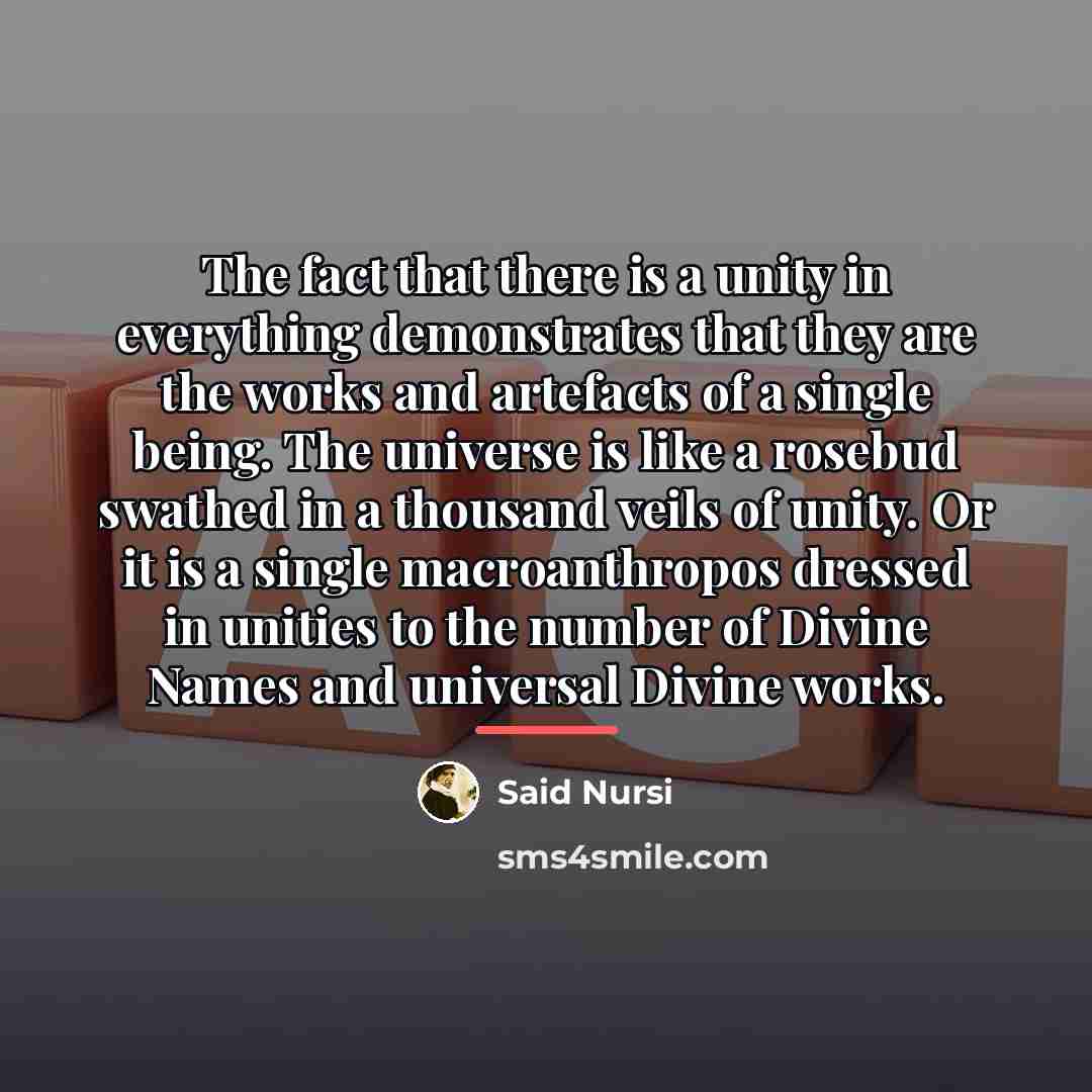 “The fact that there is a unity in everything demonstrates…” quote by Said Nursi