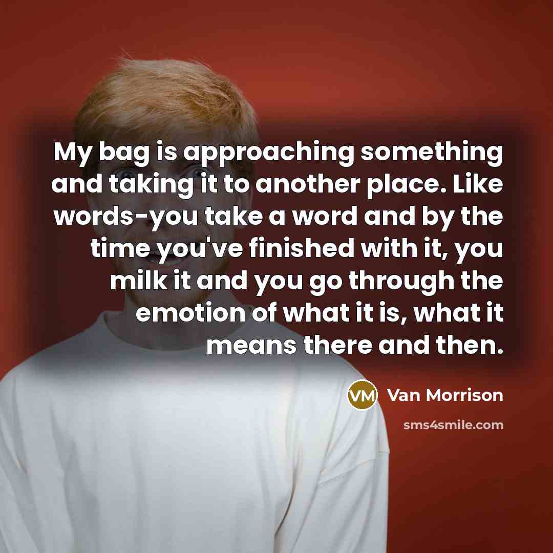 “My bag is approaching something and taking it to another…” quote by Van Morrison