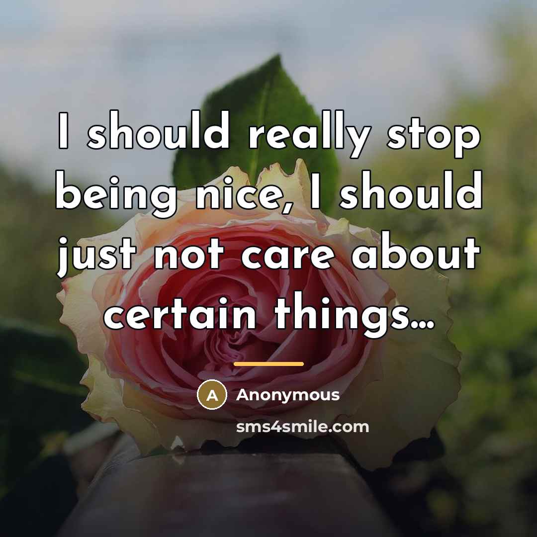 “I should really stop being nice, I should just not…” quote by Anonymous