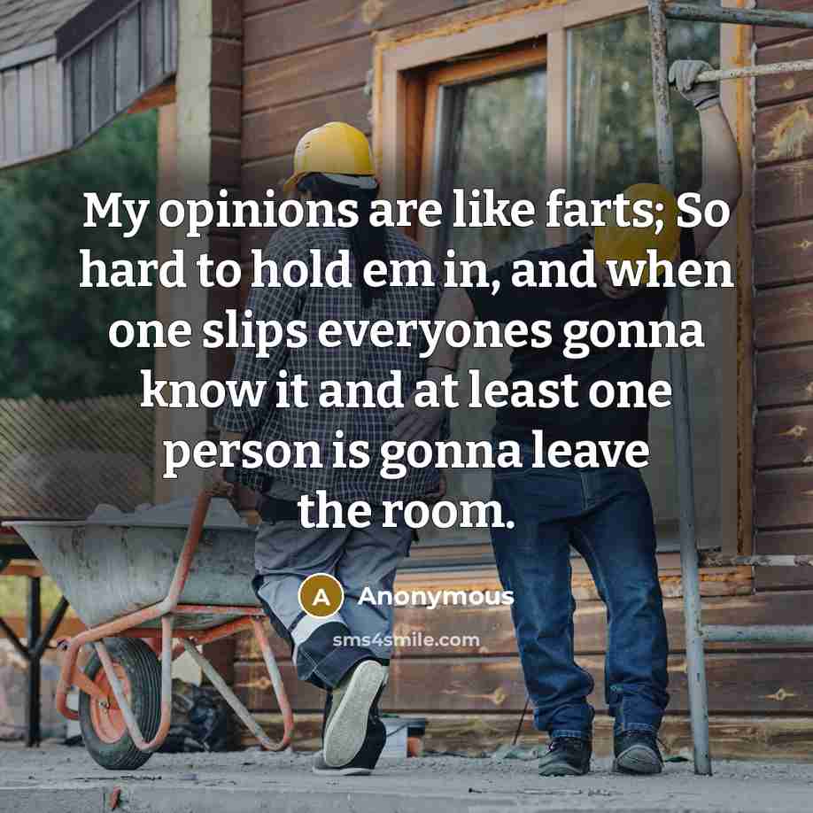 “My opinions are like farts; So hard to hold em…” quote by Anonymous