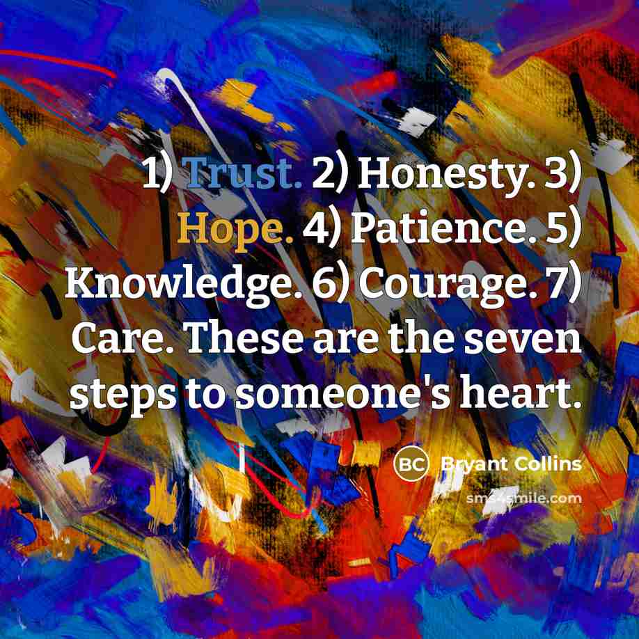 “1) Trust. 2) Honesty. 3) Hope. 4) Patience. 5) Knowledge.…” quote by Bryant Collins