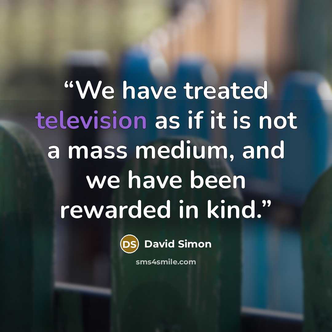 “We have treated television as if it is not a mass medium, and we have been rewarded in kind.” quote by David Simon
