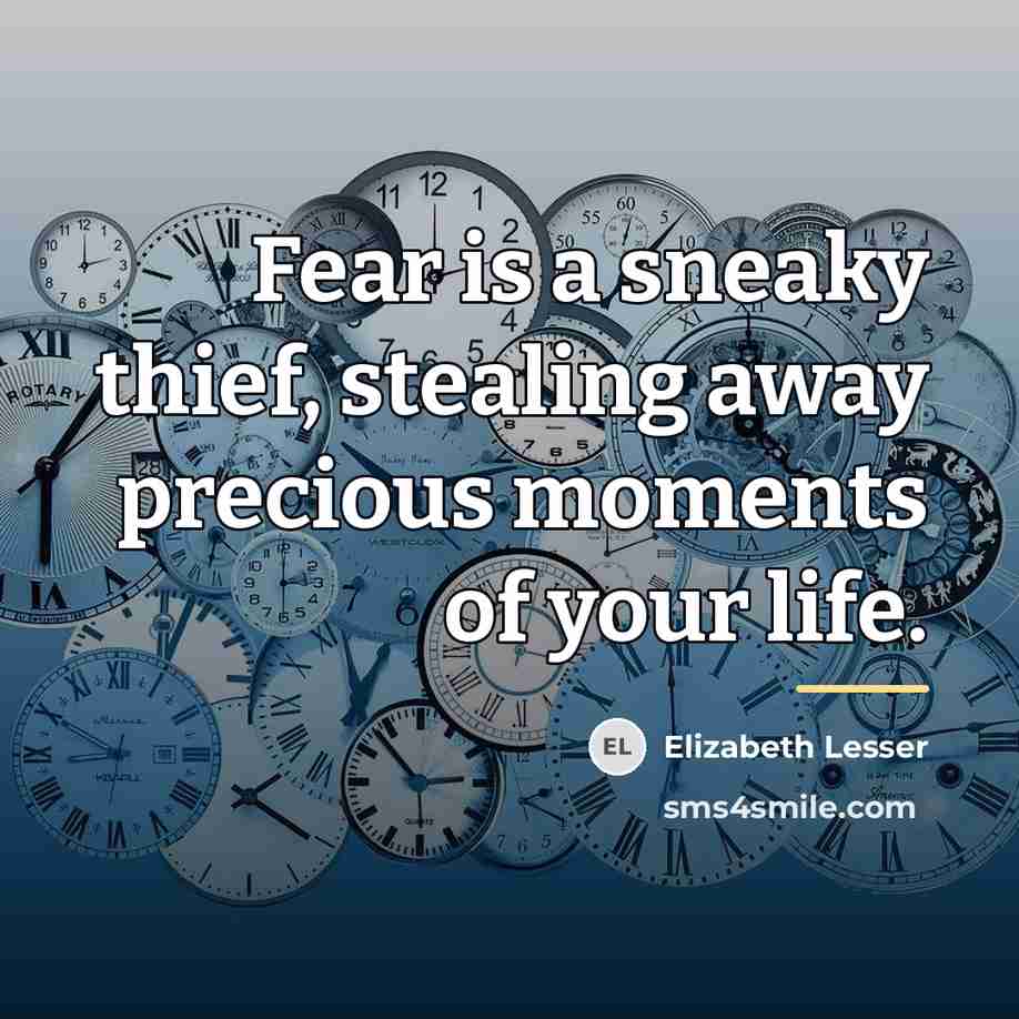 “Fear is a sneaky thief, stealing away precious moments of…” quote by Elizabeth Lesser