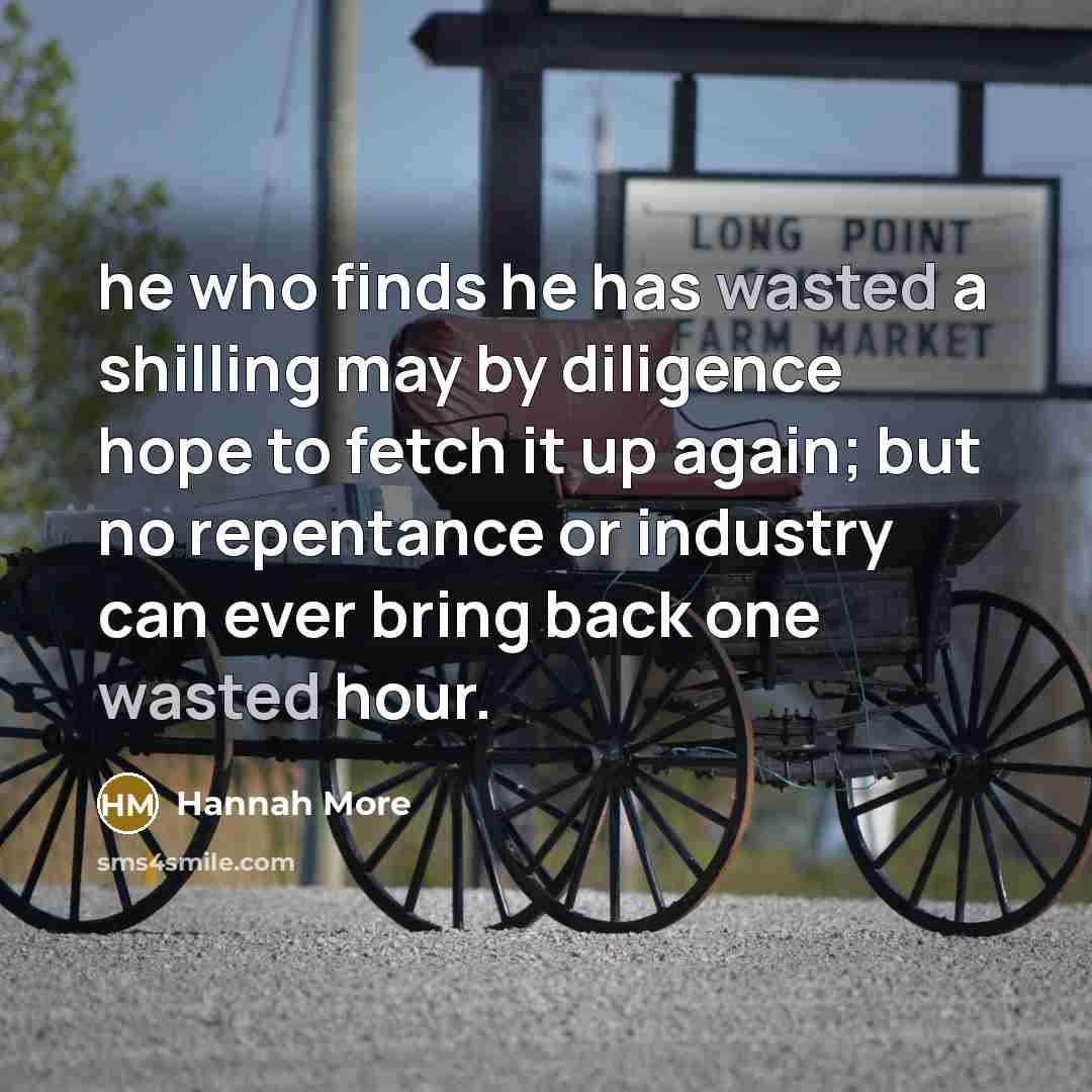 “he who finds he has wasted a shilling may by…” quote by Hannah More